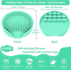 Self Draining Soap Dish, Silicone Suction Cup Soap Holder Tray Savers Container - Image 3