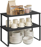 Cabinet Organizer Shelf, Kitchen Counter Storage, 2-Piece Set, Stackable Spice - Image 4