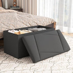 Folding Storage Ottoman Bench, 30 Inches End of Bed Bench Folding Ottoman - Image 2