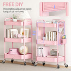 TOOLF 3 Tier Rolling Cart Storage Organizer, Metal Rolling Utility Cart - Image 3