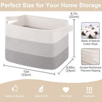 Storage Baskets for Organizing, Woven Baskets for Shelves, Rectangle Decorative - Image 2