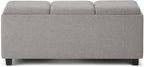 SIMPLIHOME Avalon 42 inch Wide Contemporary Rectangle Storage Ottoman in Cloud - Image 5