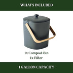 Bamboozle Countertop Compost Bin Kitchen | 1 Gallon | Odorless Composting Bin - Image 3