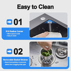 20x16 Inch Drop in Kitchen Sink, 304 Black Stainless Steel Sink, R10 Tight - Image 5