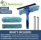 EVERSPROUT Swivel Squeegee & Microfiber Glass Window Scrubber, Light-Weight - Image 3