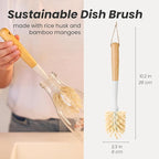 Vigar Zeroline 10.2" Long Bamboo Dish Brush, Ideal Dish Brush - Image 2