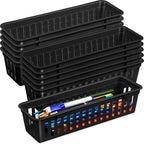 Domensi 12 Pack Slim Plastic Storage Baskets Tray by Domensi