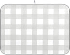 Buffalo Plaid Gray White Dish Drying Mat by Wamika