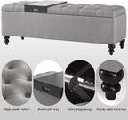 Storage Ottoman 50.2 Inches Upholstered Fabric Storage Ottoman Bench，Button - Image 5