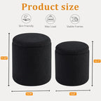 Round Ottoman with Storage Set of 2-Upholstered Sherpa Vanity Stool - Image 3
