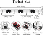 3 Racks and 4 Hooks Broom and Mop Holder Wall Mounted Garage Organizer Storage - Image 3