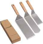 Metal Spatula Set Stainless Steel Hamburger Turner Griddle Flipper Scraper - Image 3