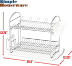 Simple Houseware 2-Tier Stainless Steel Dish Rack - Image 7