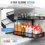 1 Pack 20.47IN Depth Under Sink Storage Organizer, Large 2-Tier Elegant Mesh - Image 4