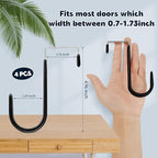 HOOSUN 4 Pack Over The Door Hooks, 4.96In Hooks - Image 2