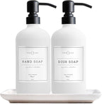 Vine Creations Glass Soap Dispenser, 2 Pack Kitchen Soap Dispenser Set by VineCreations