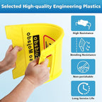 6-Pack Caution Wet Floor Sign, 17.5" Height, Bright Yellow Double-Sided Folding - Image 3