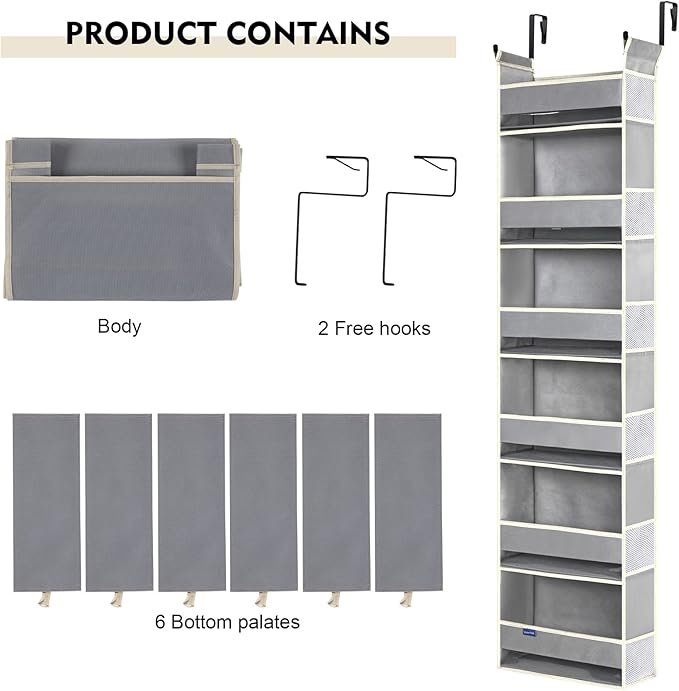 2 Pack Over The Door Hanging Organizer 6-Shelves and 12 Side Pockets, Over The - Image 7