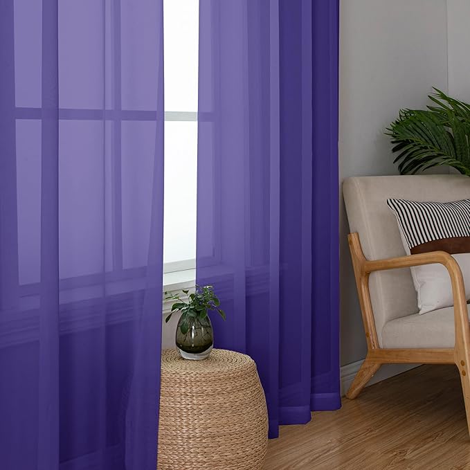 Chyhomenyc Sheer Curtains 63 Inch Length 2 Panels, Light Filtering Rod Pocket - Image 4