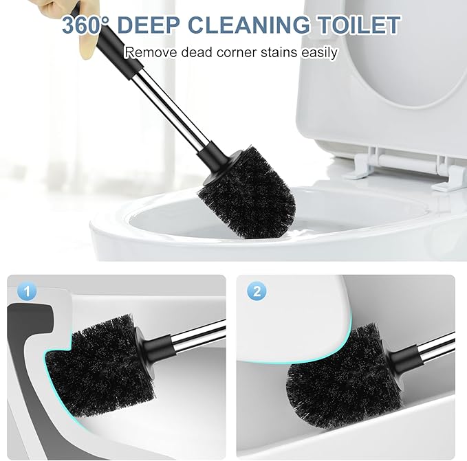 SetSail Toilet Brush and Holder 3 Pack, Self Closing Lid Toilet Bowl Brushes - Image 6