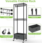 Clothes Rack with Drawers, Freestanding Rolling Garment Rack - Image 6