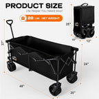 300L Extra Large Collapsible Foldable Wagon, 440lbs Load Capacity 48''L - Image 8