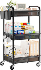 YASONIC 3 Tier Rolling Cart – Metal Utility Storage Cart by YASONIC