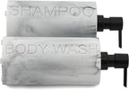 Marble Resin 2 Piece Shampoo and Body Wash Dispenser Set, Luxurious Refillable - Image 6