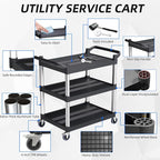 Plastic Utility Carts with Wheels, 3-Tier Rolling Service Cart, 300 lbs Heavy - Image 5