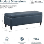 HUIMO Faux Leather Storage Ottoman Bench 50.3 Inch Extra Long PU Upholstered - Image 2