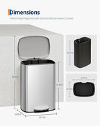 Garvee 13 Gallon / 50 Liter Stainless Steel Kitchen Trash Can - Image 6