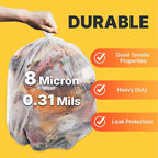 7-10 Gallon Trash Bags, 8 Micron High Density Garbage Can Liners Bulk, Natural - Image 4
