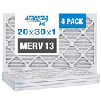Aerostar 20x30x1 MERV 13 Air Filter, 4 Pack Set of HVAC Furnace Filters by AirFiltersDelivered