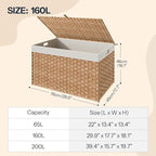 HOOBRO Storage Basket with Lid, 42.3 Gallon Wicker Basket, Handwoven Blanket - Image 5