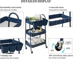 danpinera 3-Tier Rolling Cart, Metal Rolling Storage Cart - Image 2