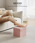 Folding Storage Ottoman, Velvet Storage Bench, Foot Stool, - Image 3