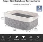 OIAHOMY 3 Pack Storage Baskets for Organizing, Woven Cotton Rope Basket for - Image 3