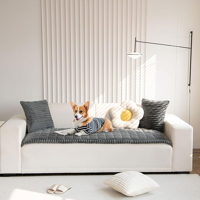 OTOB Sofa Covers for 3 Cushion Couch Washable, Fuzzy Non Slip Pet Friendly - Image 8
