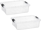 Superio Storage Bins with Lids- 2 Pack, 7.4 Qt Clear Boxes by Superio
