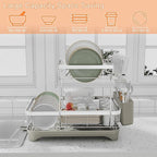 Dish Drying Rack, 2 -Tier 304 Stainless Steel Adjustable Spout Auto-Draining - Image 9