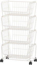 PUSDON Stackable Metal Storage Carts, Dual Use Shelf by PUSDON
