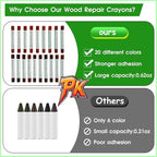 Furniture Markers Touch Up, 20 Colors Wood Filler Sticks, Wood Wax Crayons - Image 3