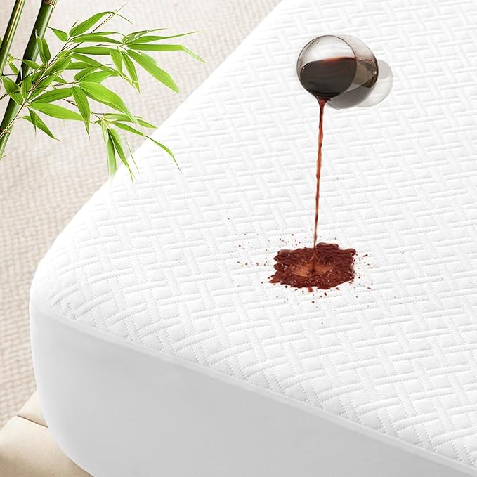100% Waterproof California King Mattress Protector, Breathable Bamboo Rayon by LUXELINEN