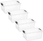 Superio Storage Bins with Lids- 4 Pack, 21 Qt Clear Boxes by Superio