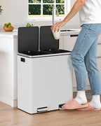 Arlopu 16 GallonStainless Steel Trash Can, 60L Dual Compartment, Metal Kitchen - Image 7