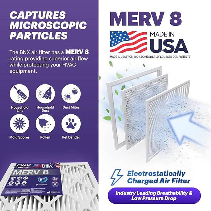 BNX TruFilter 20x20x1 Air Filter MERV 8 - Image 3