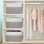 Univivi 15 inch Large Storage Baskets 4PC Gray Hard Bottom Foldable Storage Bins - Image 2