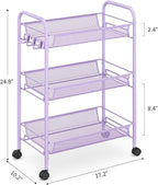 TOOLF 3-Tier Metal Rolling Cart, Mesh Wire Easy Assemble Utility Cart, Storage - Image 9