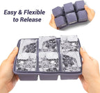 Mossime Large Ice Cube Molds: Square Whiskey Silicone Ice Cube Trays - Image 2