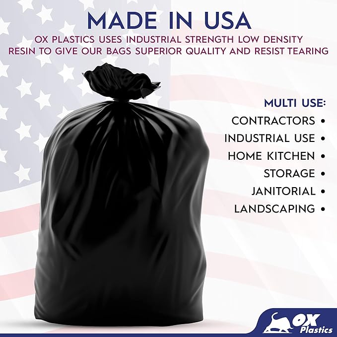 OX Plastics Black Trash Bags - Image 4